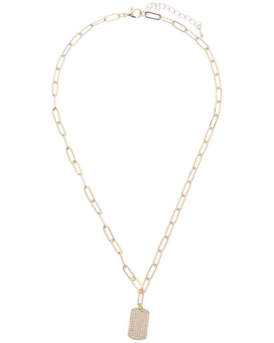 Juvell Metallic 18k Plated Cz Dog Tag Necklace
