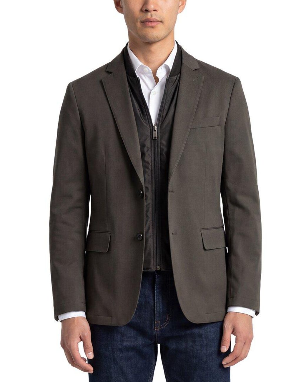 Corneliani Gray Cc Collection Padded Wool-Blend Jacket for men