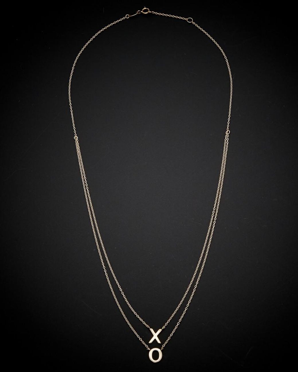 Italian Gold Black 14k Hugs & Kisses Xo Layered Necklace