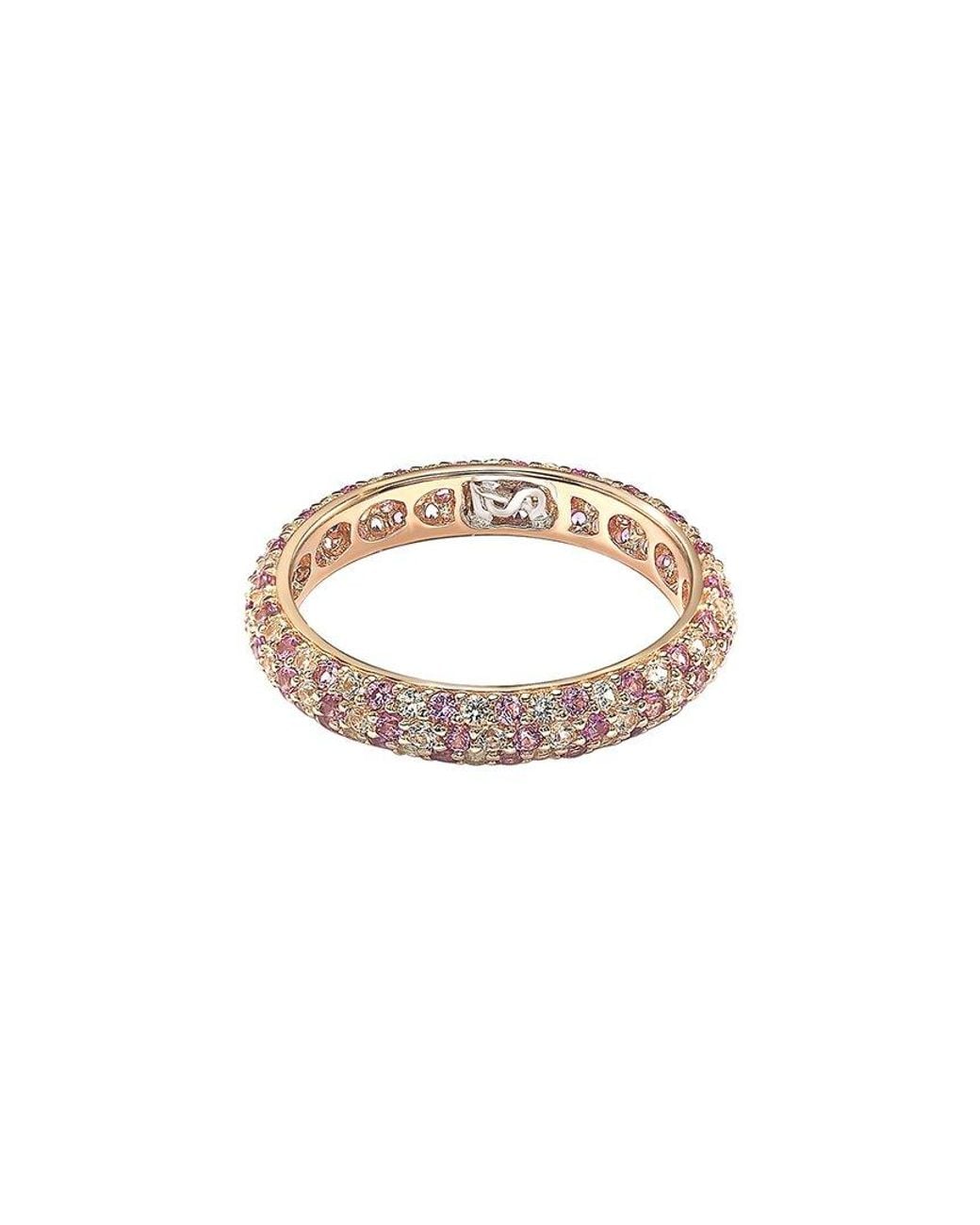 Suzy Levian Metallic Silver 0.02 Ct. Tw. Diamond & Sapphire Eternity Ring