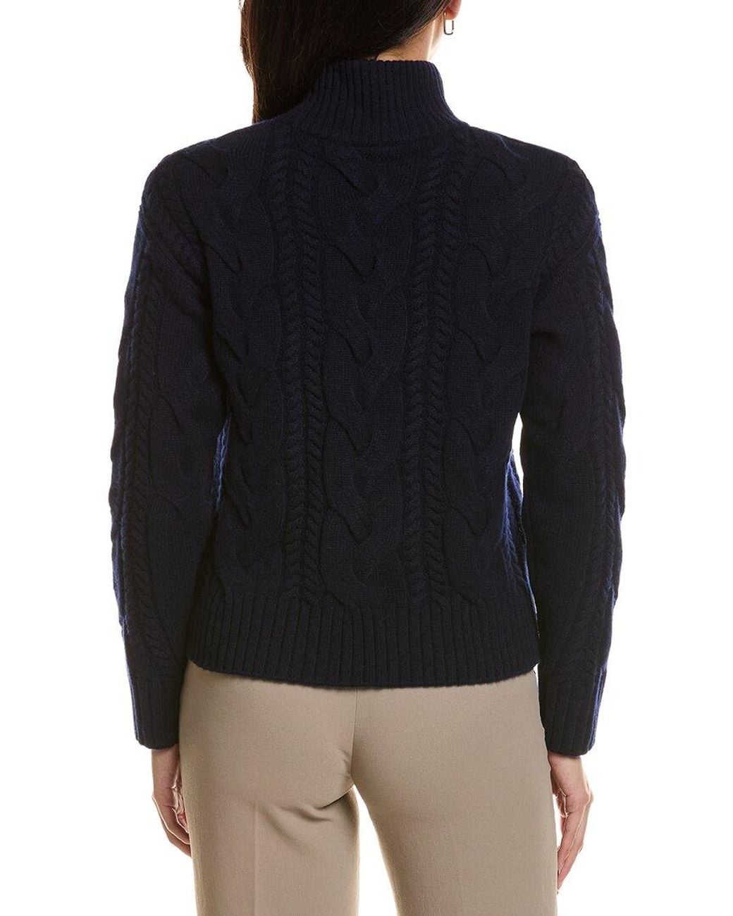 Hannah Rose Merino Wool Cable Mock Neck Sweater in Blue | Lyst