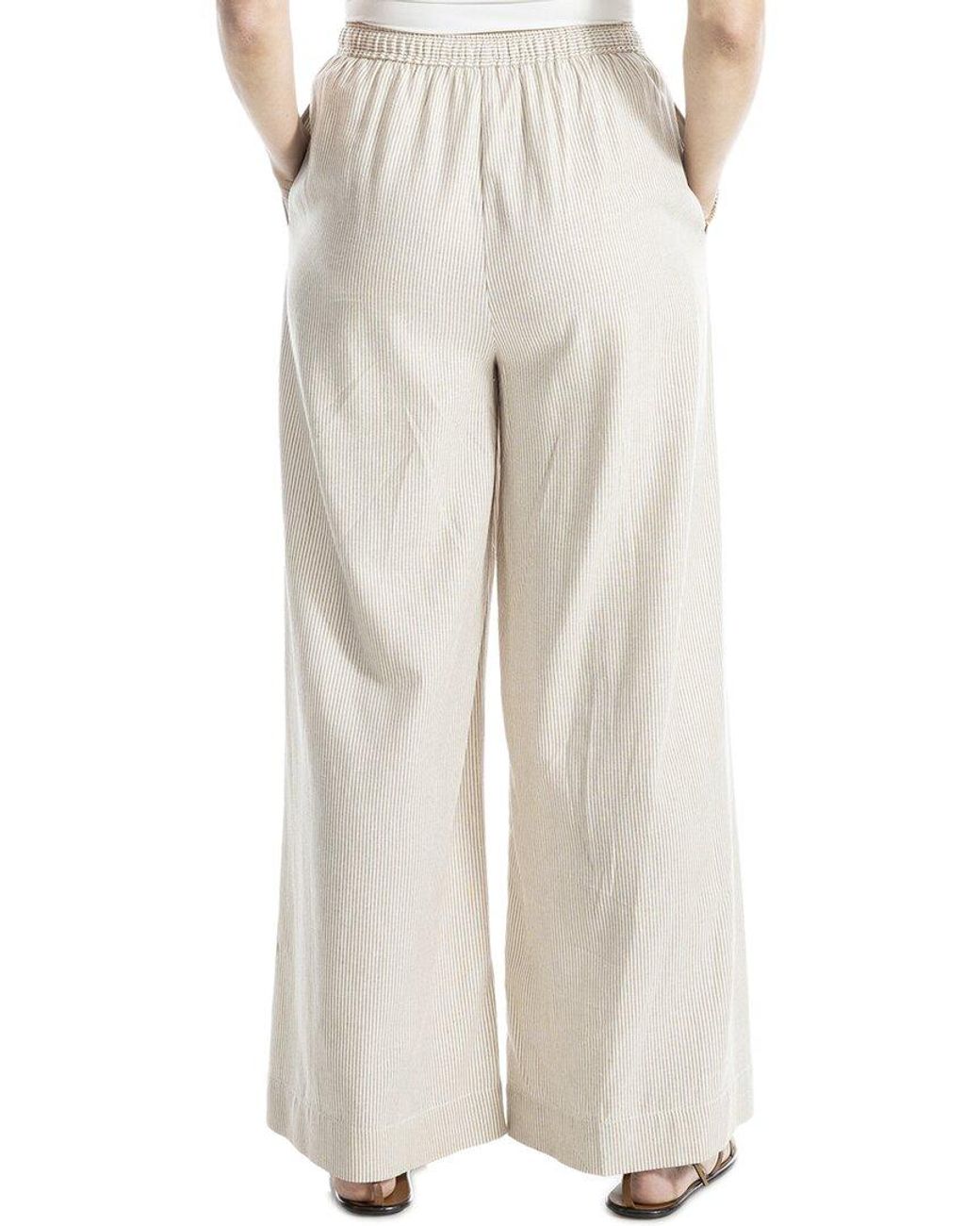 Max Studio White Drawstring Linen-Blend Pant