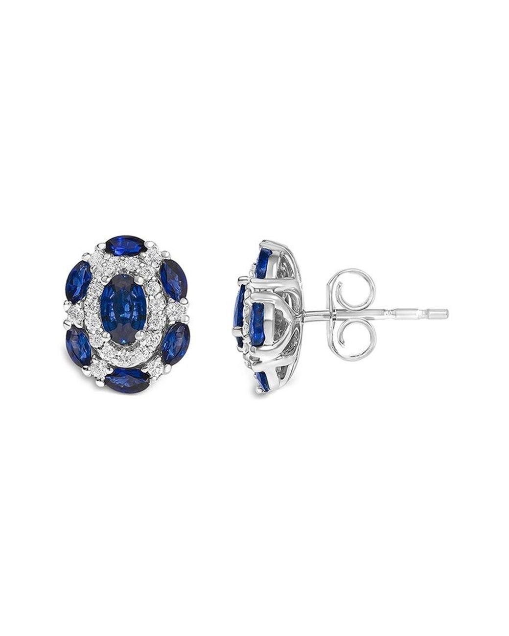 Haus of Brilliance Blue Colorful Gemstones 14K 2.74 Ct. Tw. Diamond & Sapphire Stud Earrings