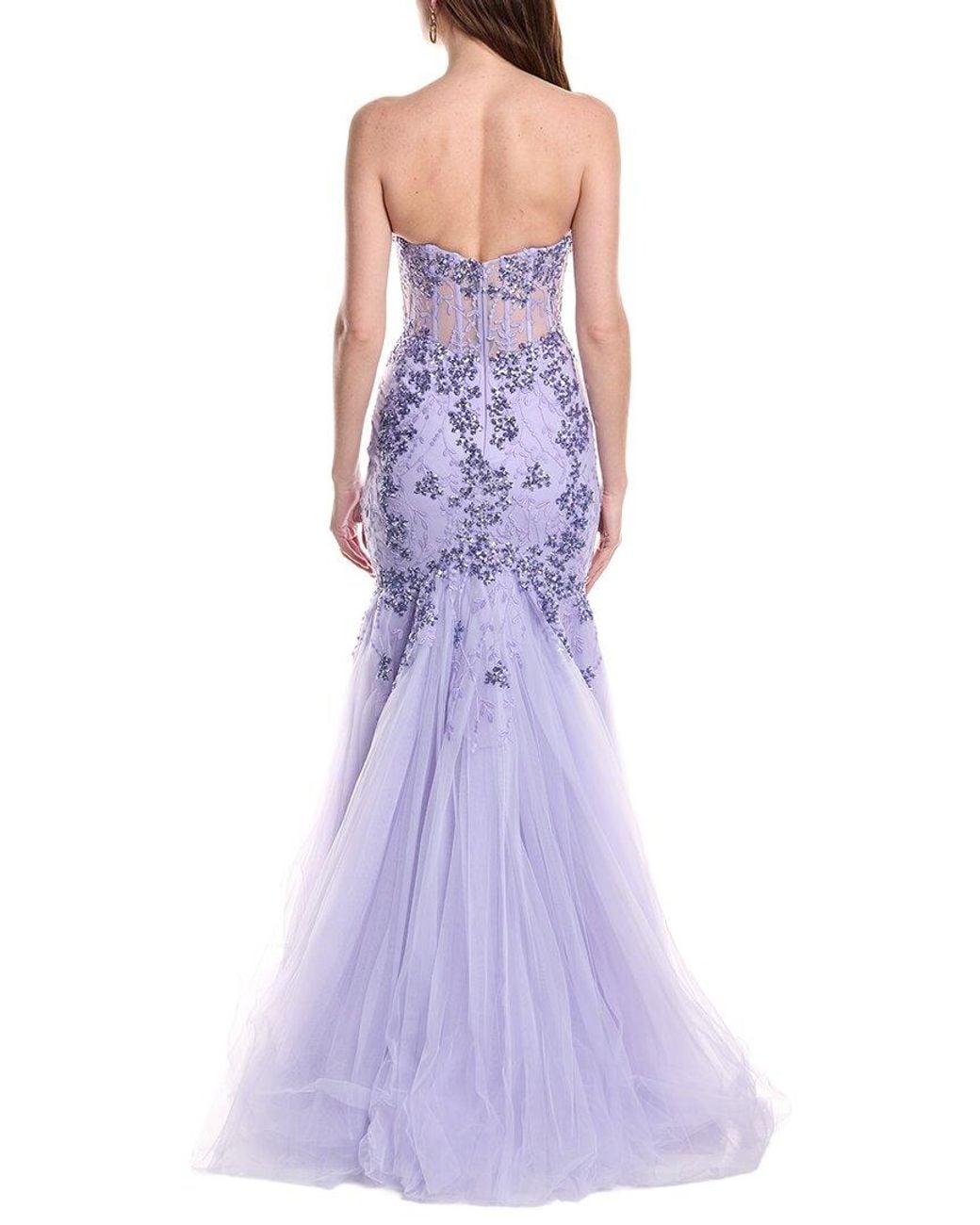 Jovani Purple Sweetheart Neck Mermaid Dress