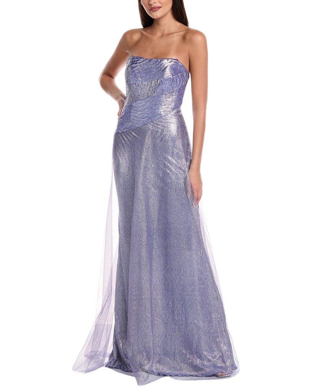 Rene Ruiz Purple Metallic Tulle Gown
