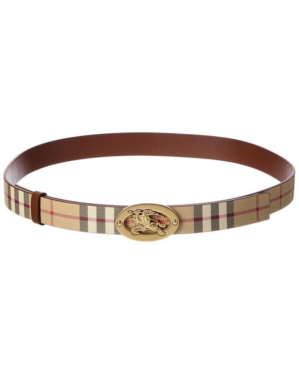 Burberry Brown Check Reversible E-Canvas & Leather Belt