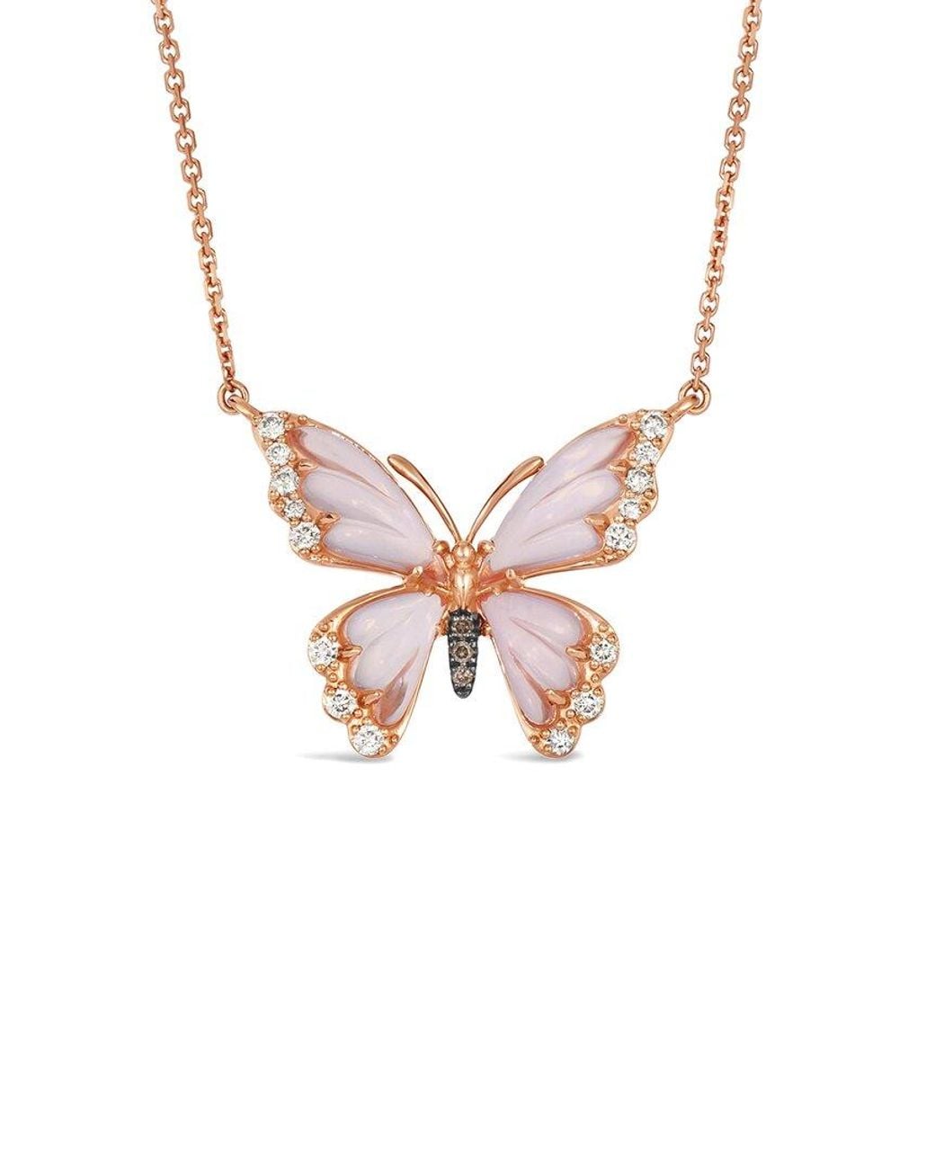 Le Vian Multicolor Le Vian 14K Rose 3.26 Ct. Tw. Diamond & Quartz Butterfly Pendant Necklace