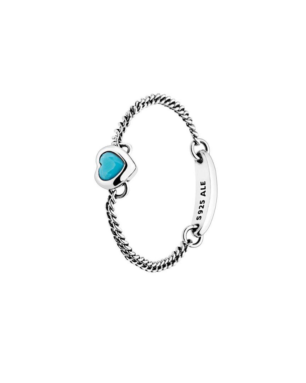 Cyan Blue Crystal Spirited Heart Ring 