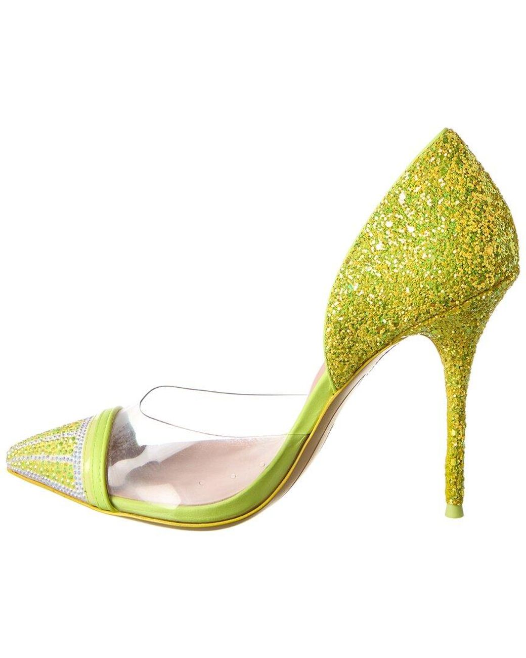 Sophia Webster Yellow Jessica Glitter & Vinyl Pump
