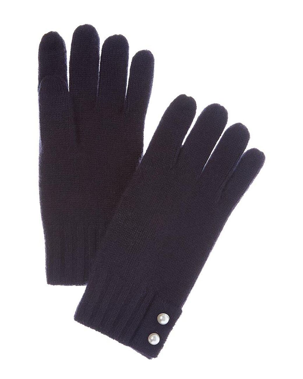 Phenix Blue Pearl Button Cuff Cashmere Gloves