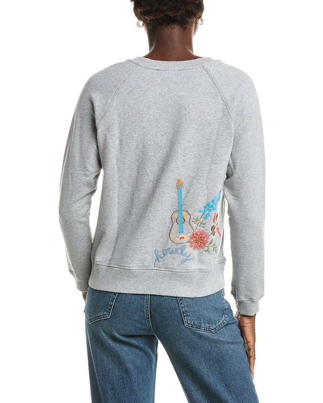 Johnny Was White Texas Raglan Sweatshirt