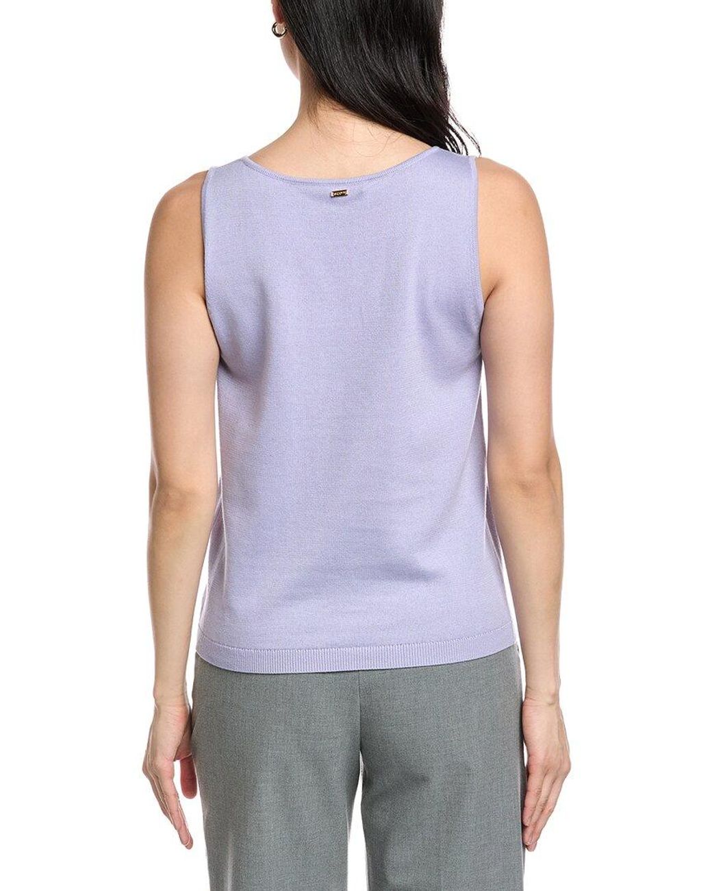 St. John Purple Scoop Neck Cashmere-Blend Tank