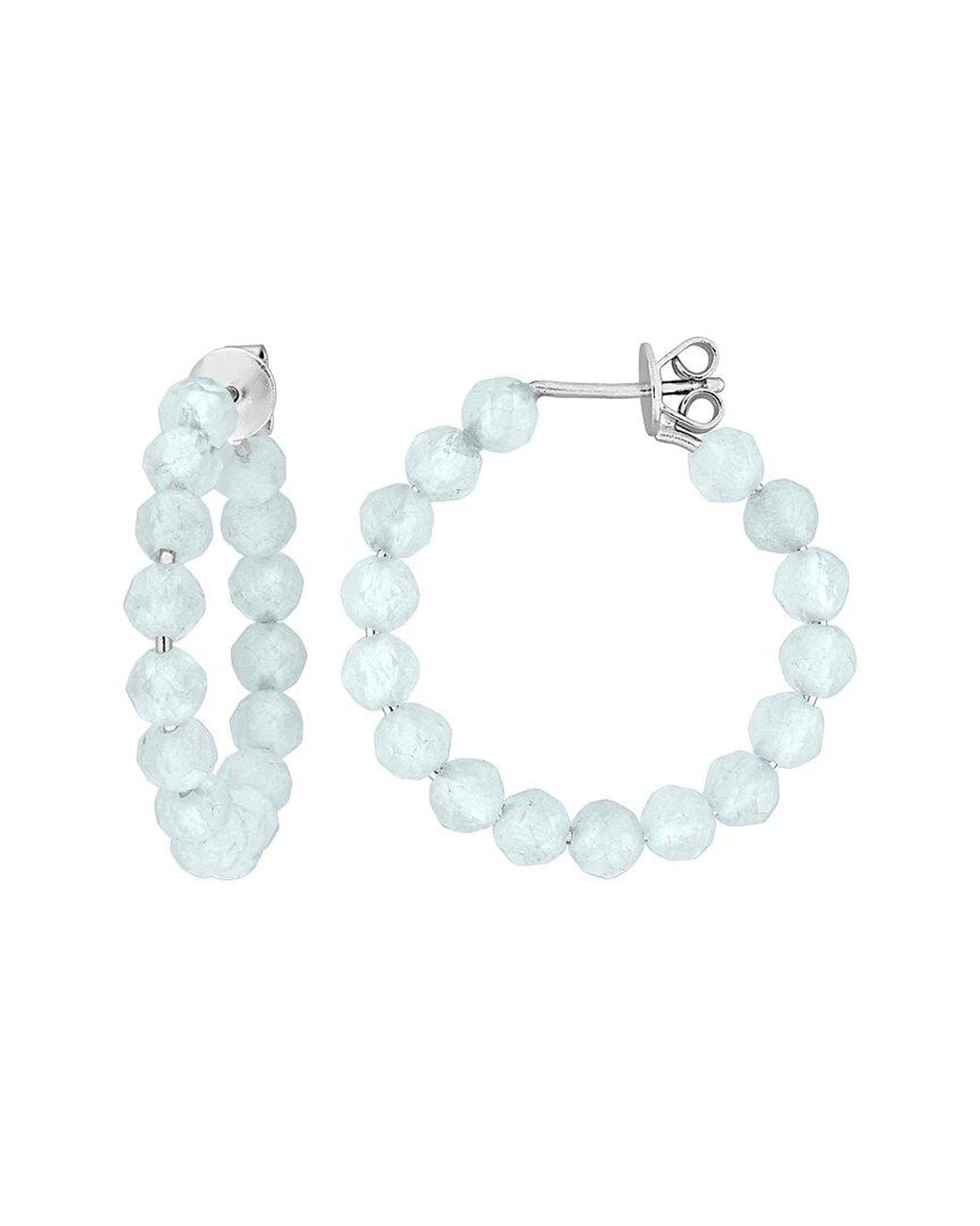 Rina Limor White 2.57 Ct. Tw. Aquamarine Hoop Earrings