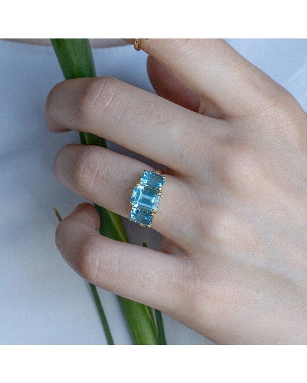 Kai Fine Jewelry Blue 14K 6.03 Ct. Tw. Diamond & Topaz Cocktail Ring
