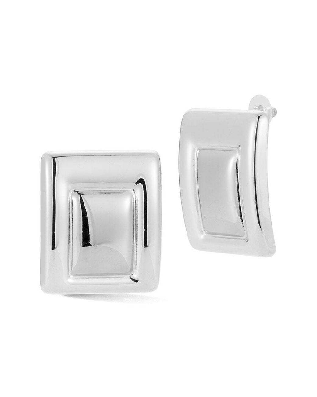 Glaze Jewelry Metallic Plated Stainless Steel Sculpted Square Drop Earrings