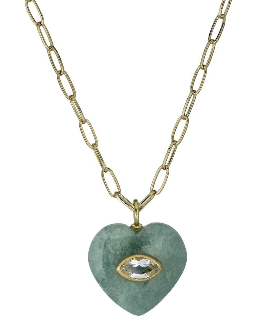 Rachel Reinhardt Jewelry Metallic 14K Plated Aqua/Clear Quartz Necklace
