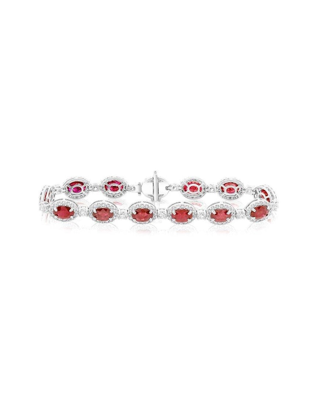 Diana M White Fine Jewelry 18k 16.85 Ct. Tw. Diamond & Ruby Bracelet
