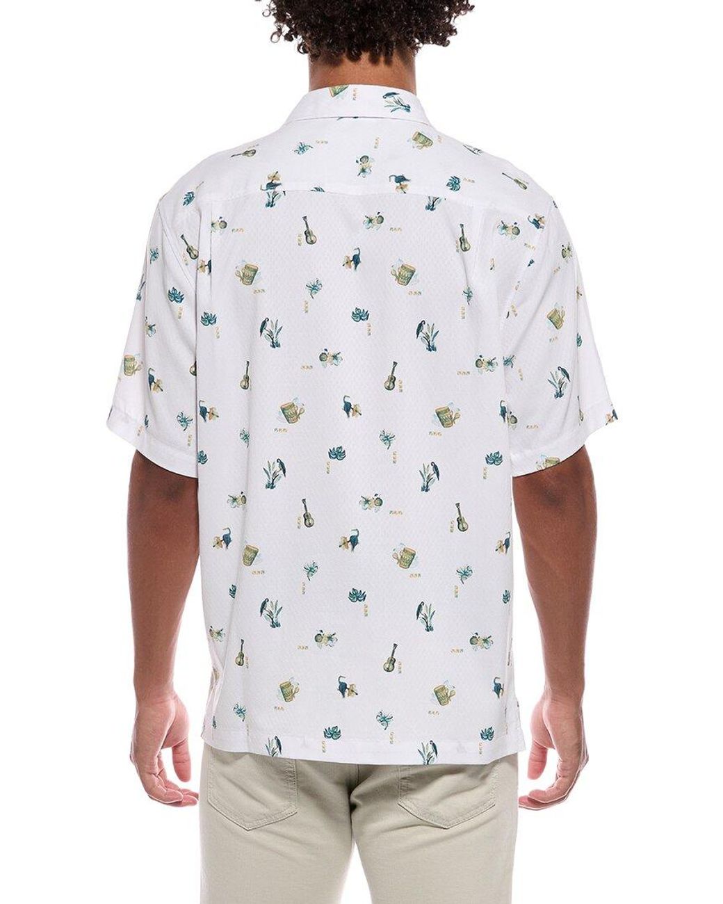 Tommy Bahama White Coastal Ease Petite Tropics Islandzone Camp Shirt for men