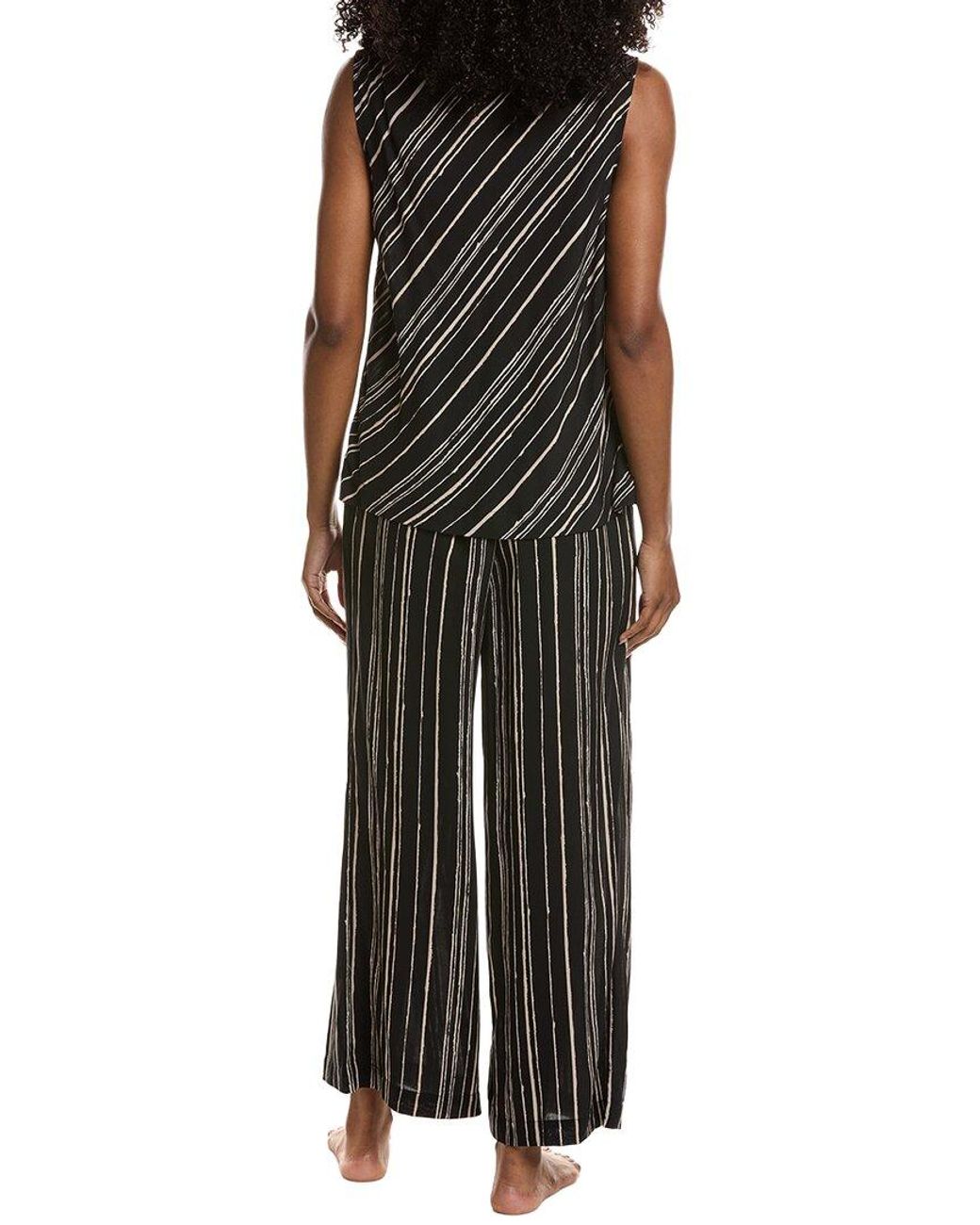 Natori Black 2Pc Tate Silk-Blend Pajama Set