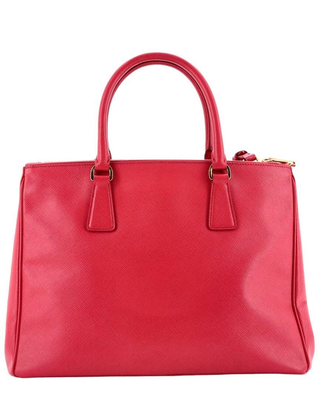 Prada Red Saffiano Leather Double Zip Lux Tote Medium (Authentic Pre-Loved)