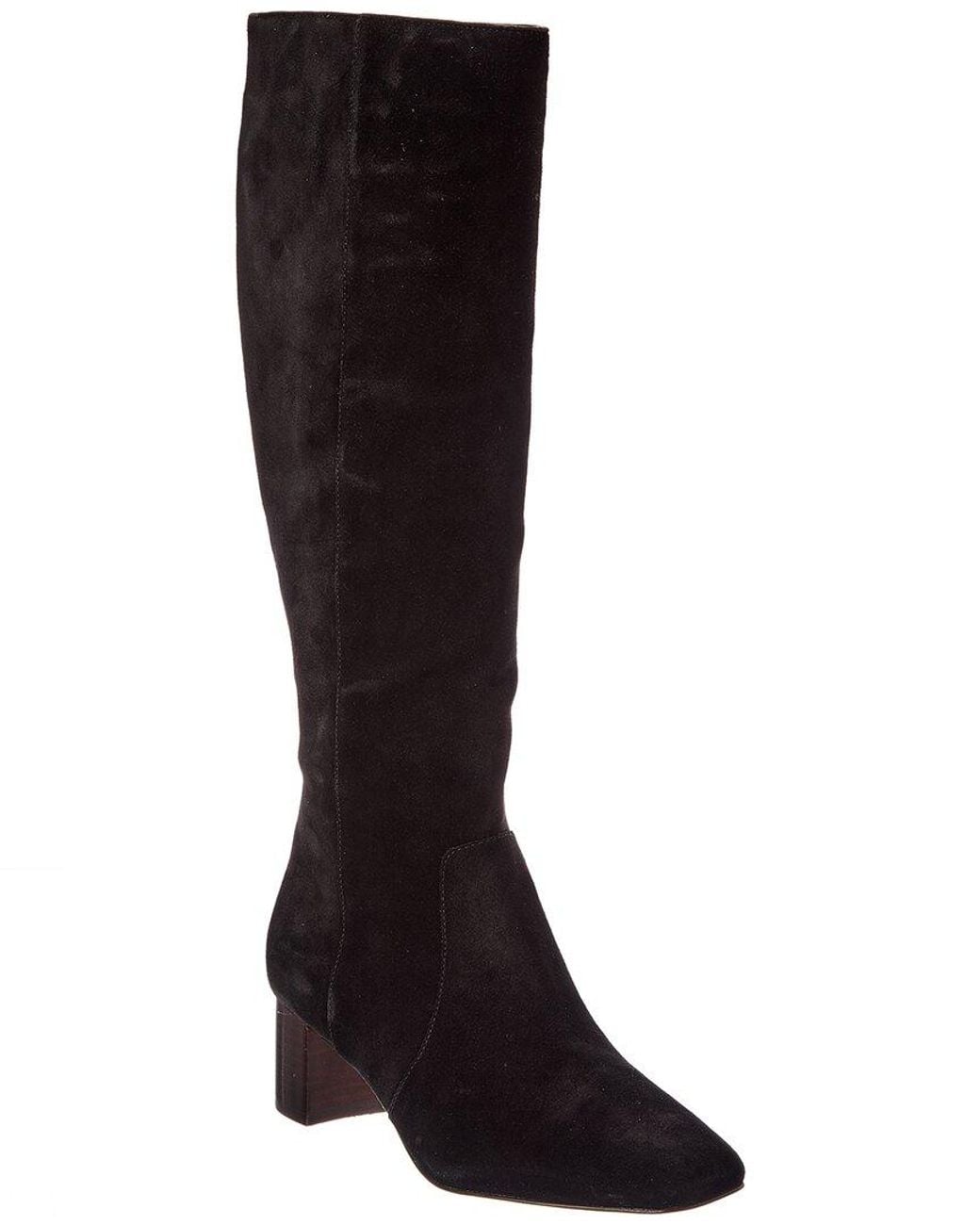 Stuart Weitzman Black Kels Zip Suede Knee-High Boot