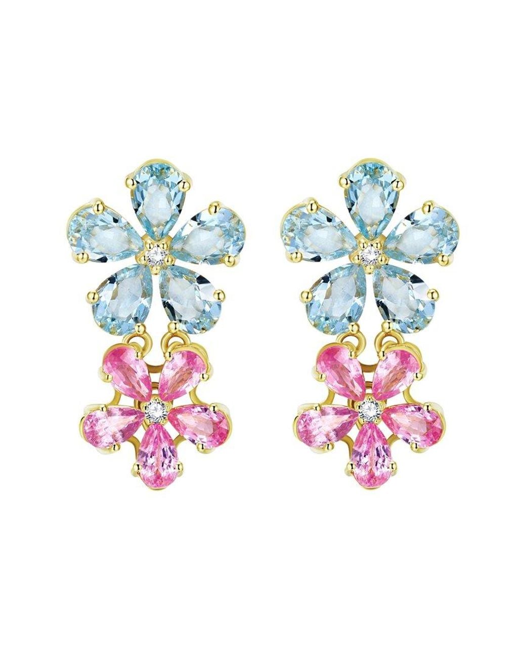 Nina Zhou Jewelry White 14K 7.12 Ct. Tw. Diamond & Aquamarine Sapphire Drop Earrings
