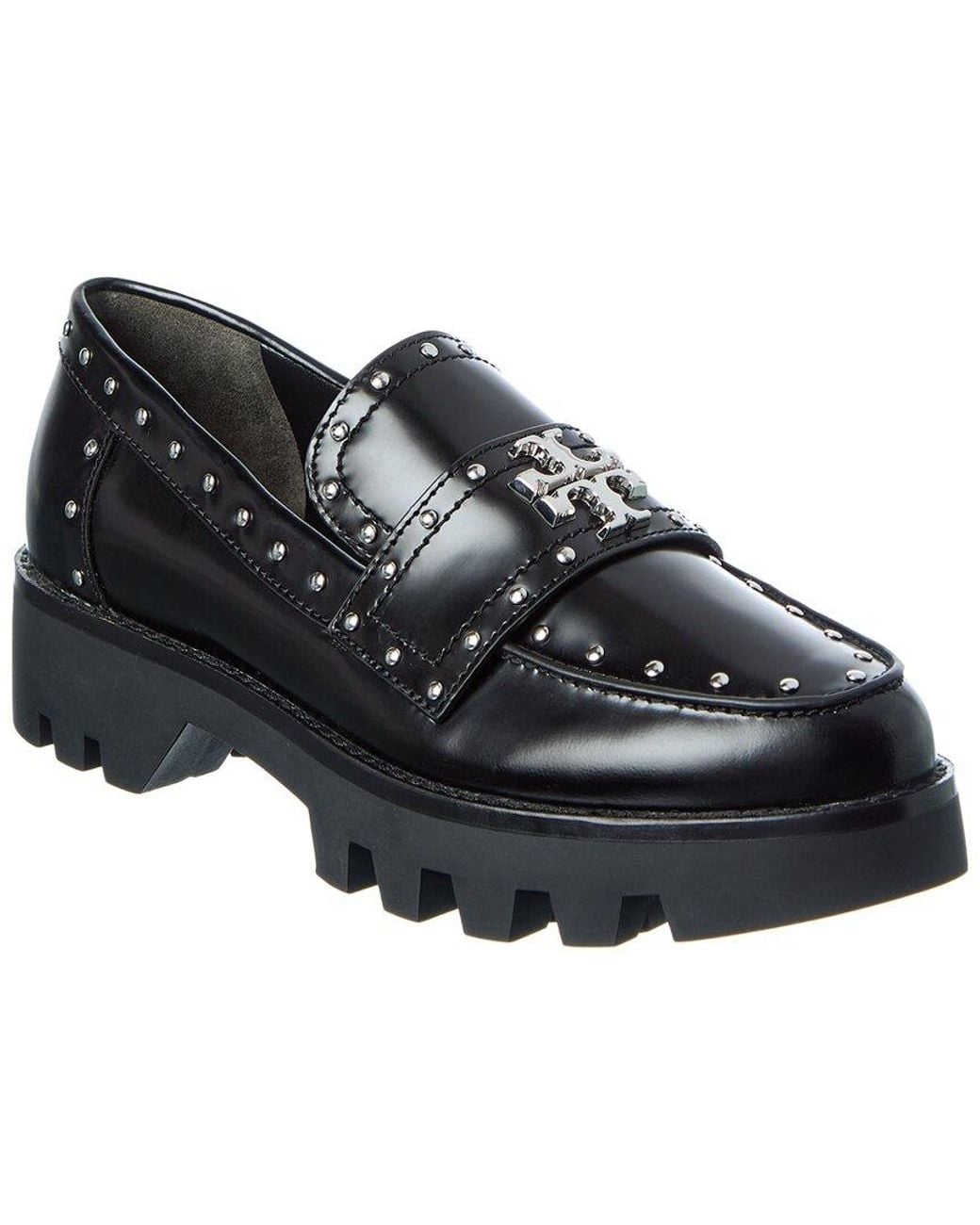 Tory Burch Black Mini Everly Chunky Leather Loafer