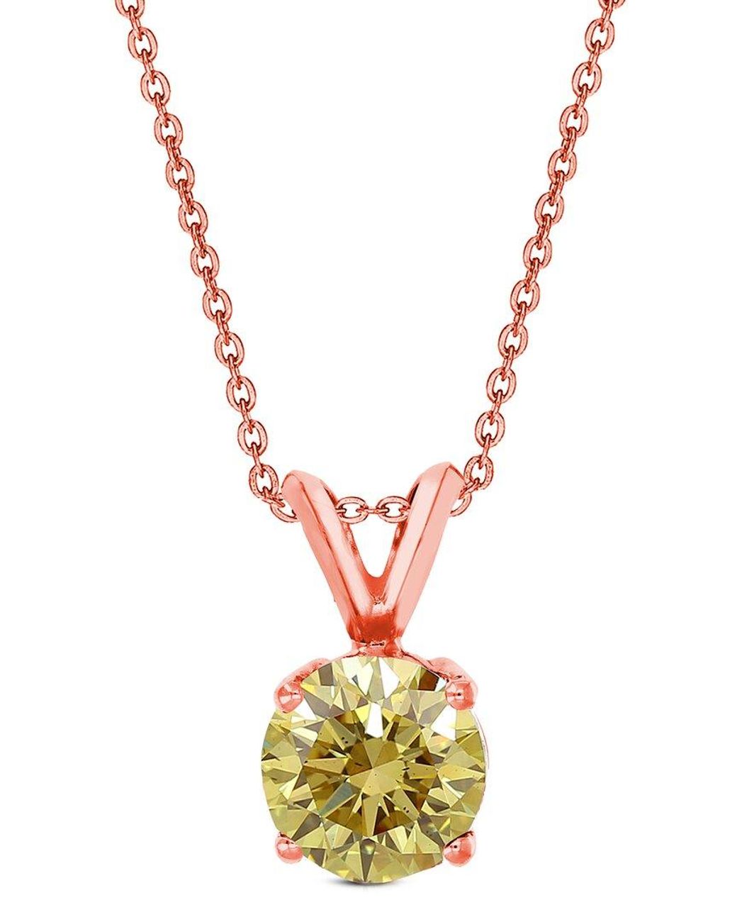 Amairah Metallic 14K Rose 2.00 Ct. Tw. Lab-Grown Diamond Solitaire Pendant Necklace