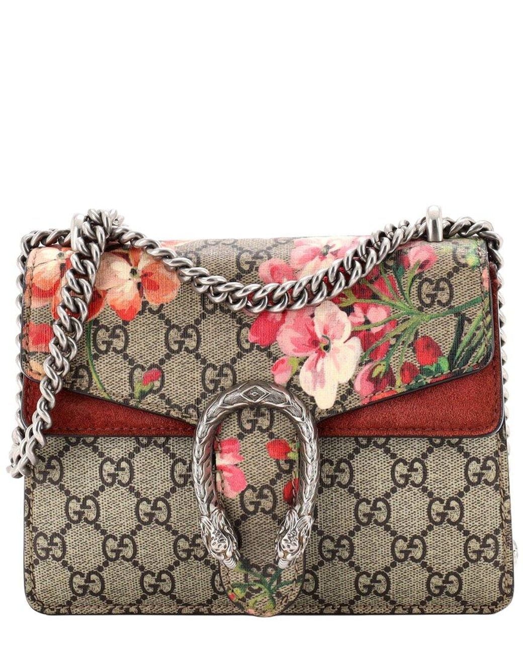 Gucci Red Blooms Print Gg Coated Canvas Dionysus Bag Mini (Authentic Pre- Loved)
