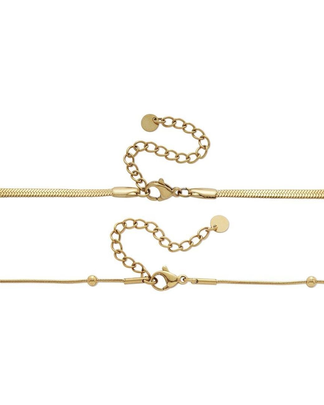 Palmbeach Jewelry Metallic Plated Stainless Steel Crystal Necklace