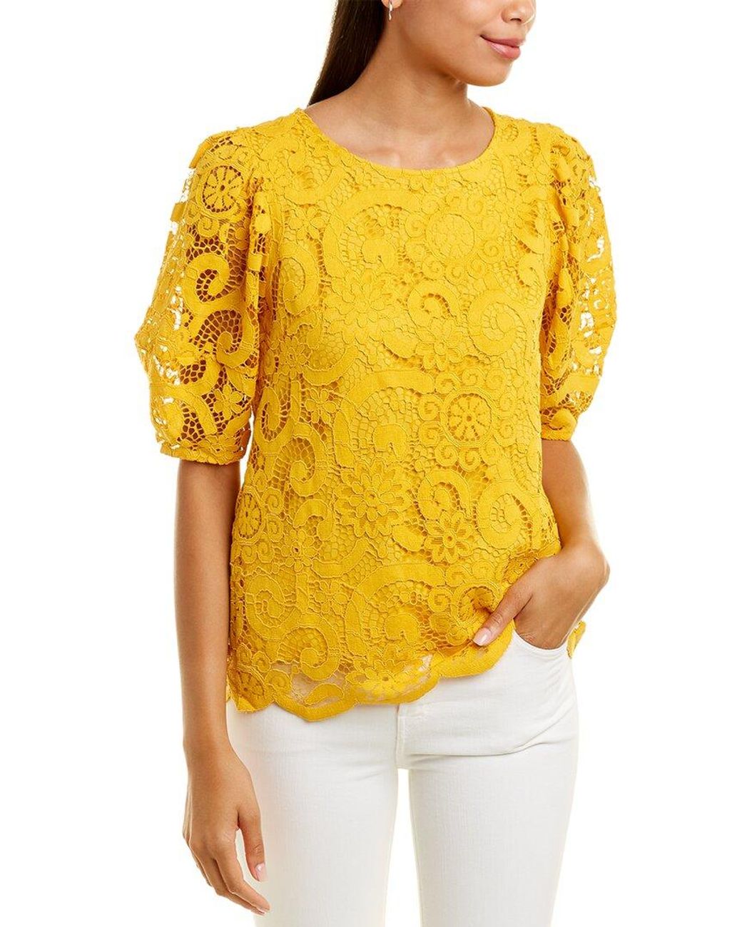 Nanette Lepore Lace Top in Yellow | Lyst
