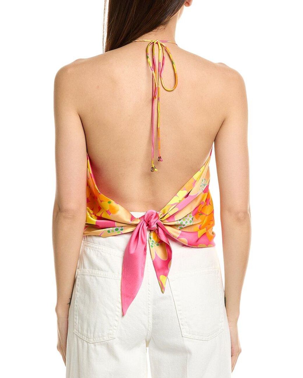 FLORA BEA NYC Pink Silk Halter Top