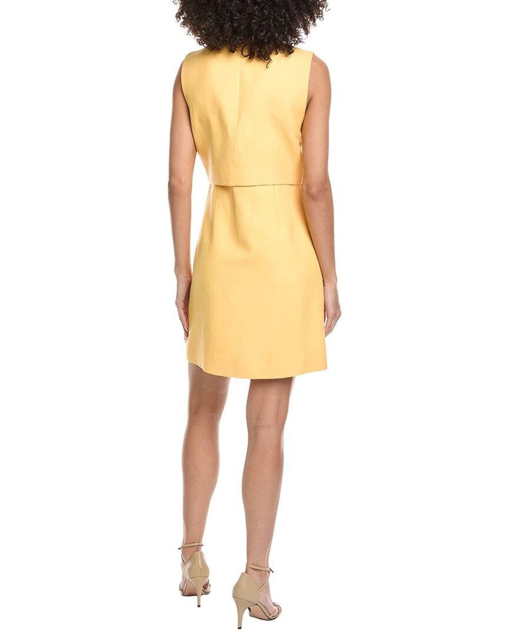 Sandro Yellow Woven Linen-Blend Dress