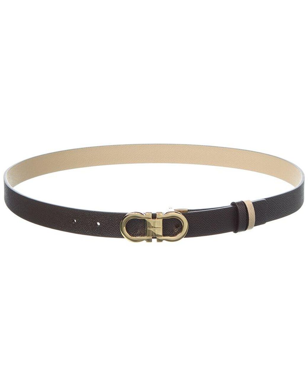 Ferragamo White Gancini Reversible & Adjustable Leather Belt