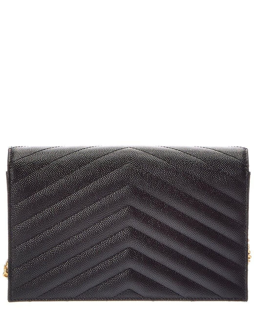 Saint Laurent Black Cassandra Leather Wallet On Chain