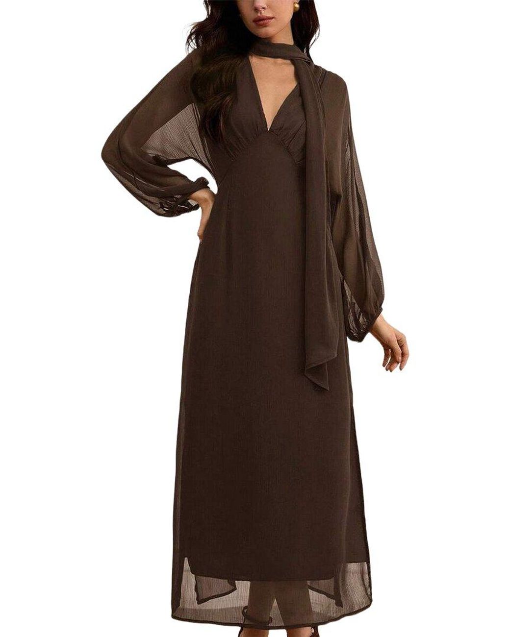 XIRELLI Brown Solid Maxi Dress