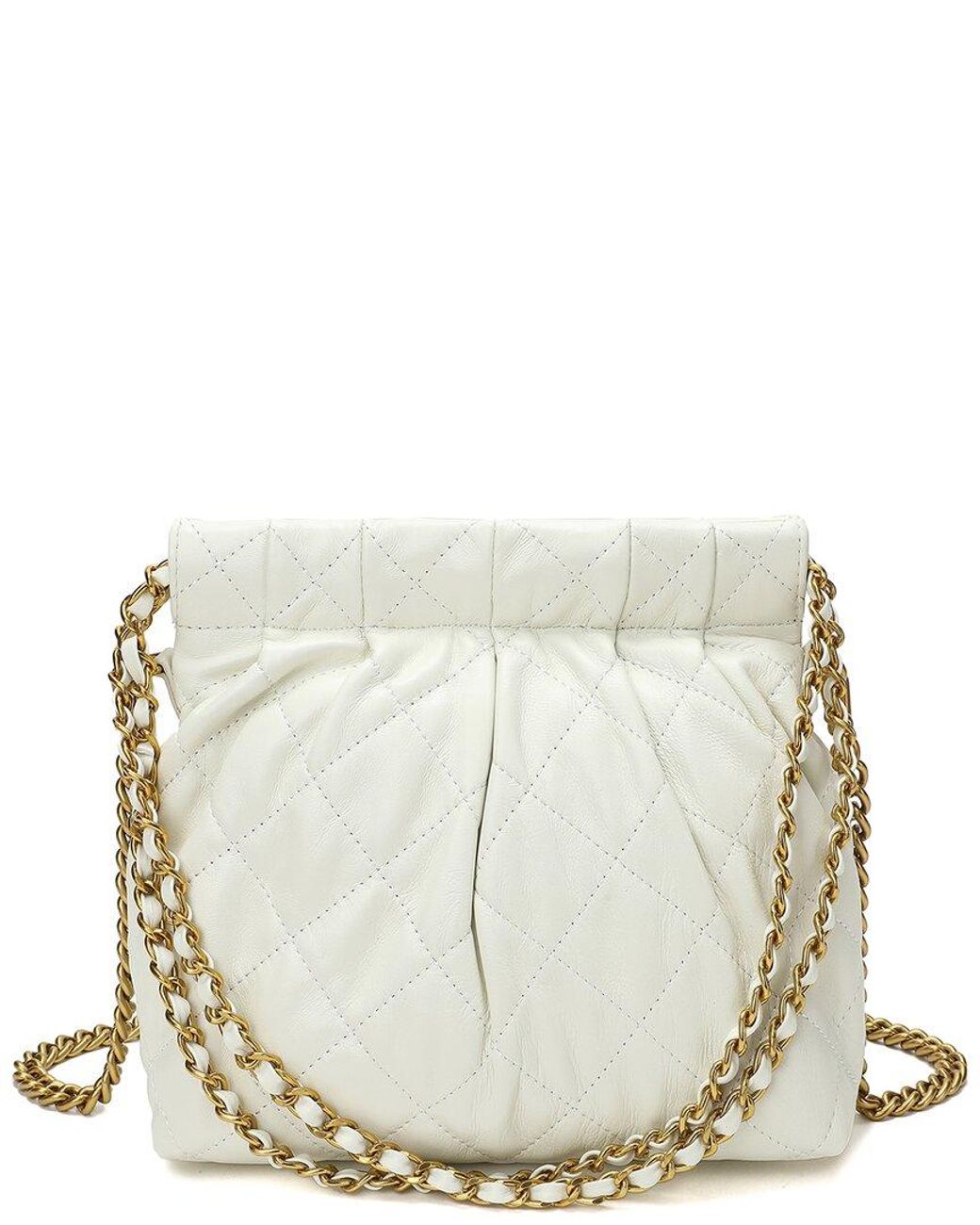 Tiffany & Fred Paris White Quilted Leather Crossbody