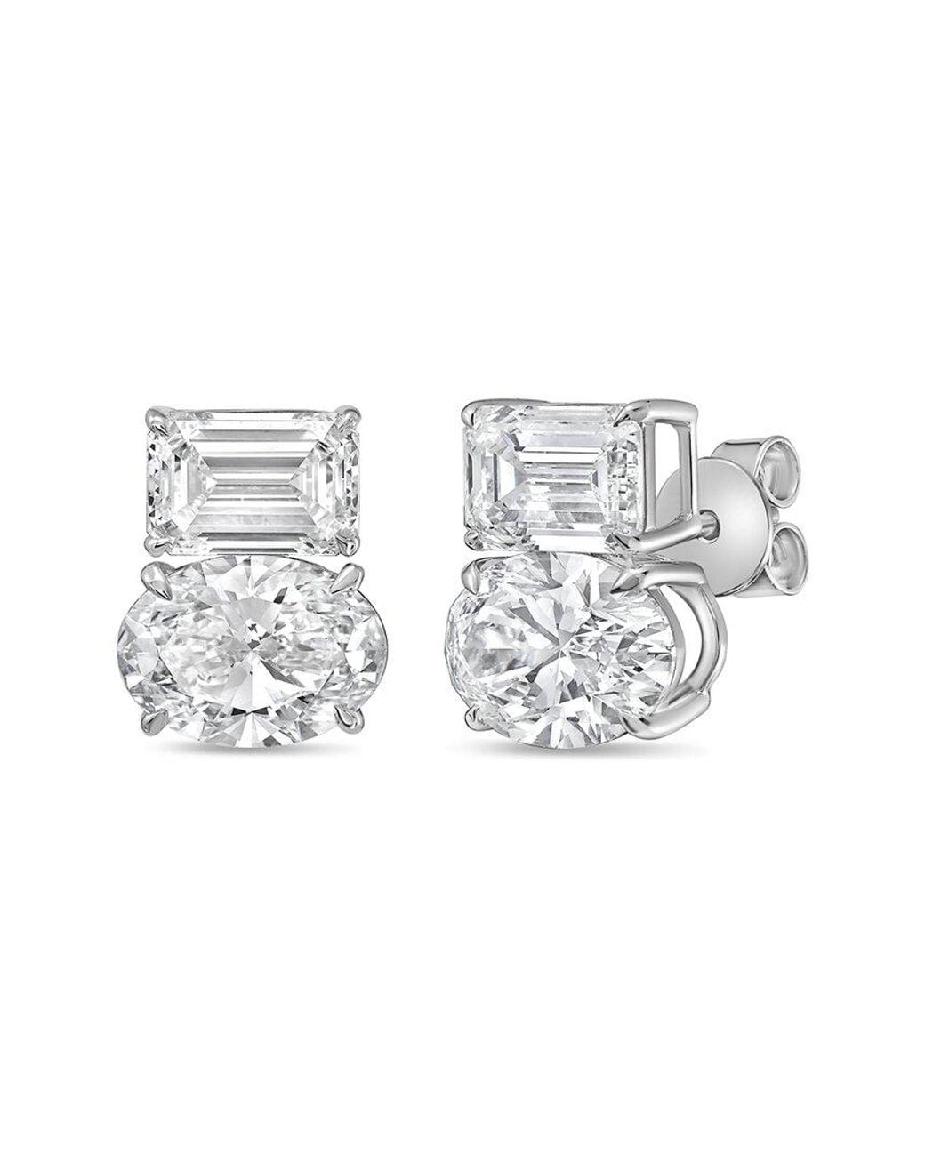 Diana M Metallic Diana M. 14K 10.00 Ct. Tw. Lab-Grown Diamond Two-Stone Earrings