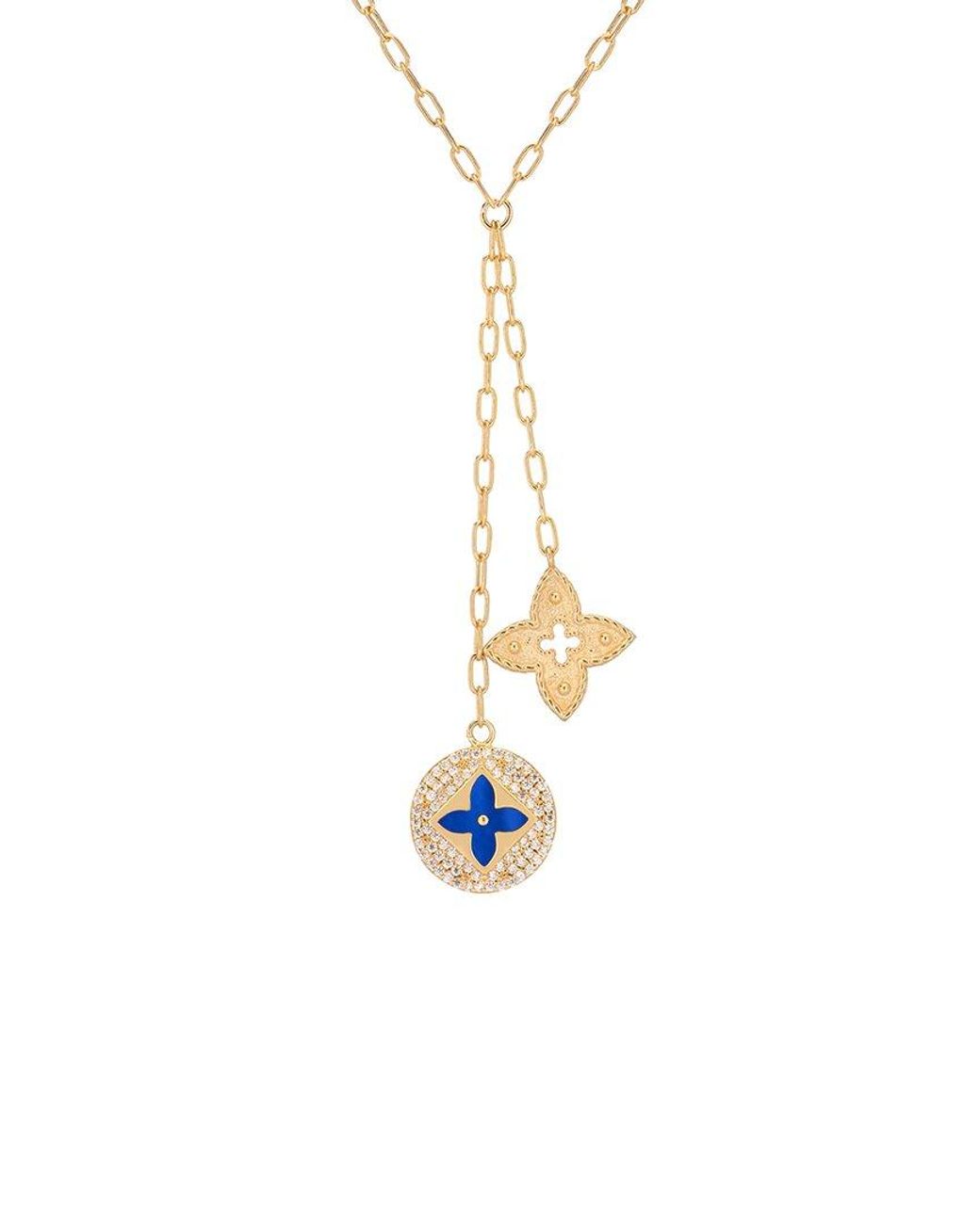 Gabi Rielle White 14k Over Silver Lapis Jade Cz Azul D'or Clover Cascade Lariat Necklace