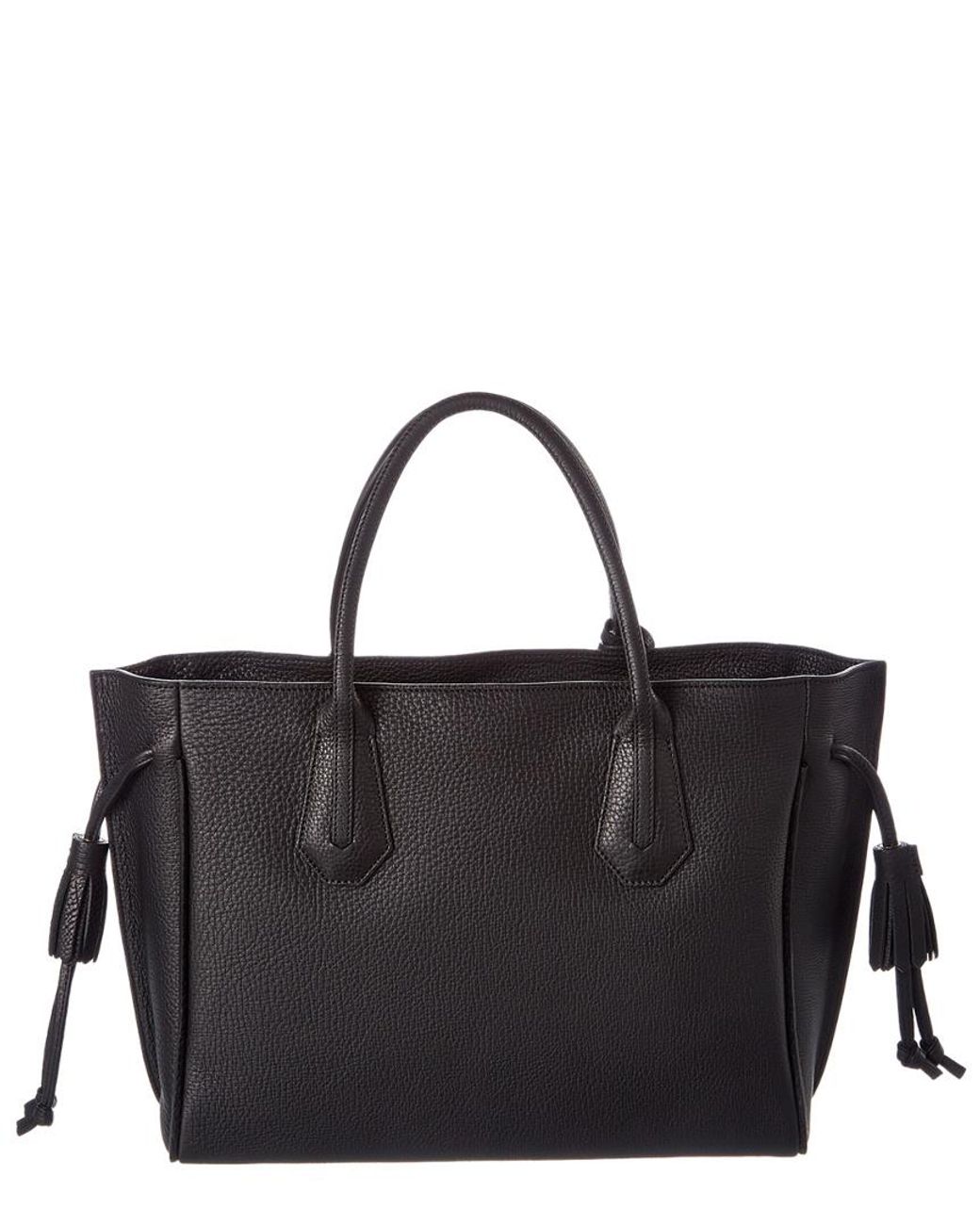 Longchamp Penelope Medium Leather Tote Bag in Black | Lyst
