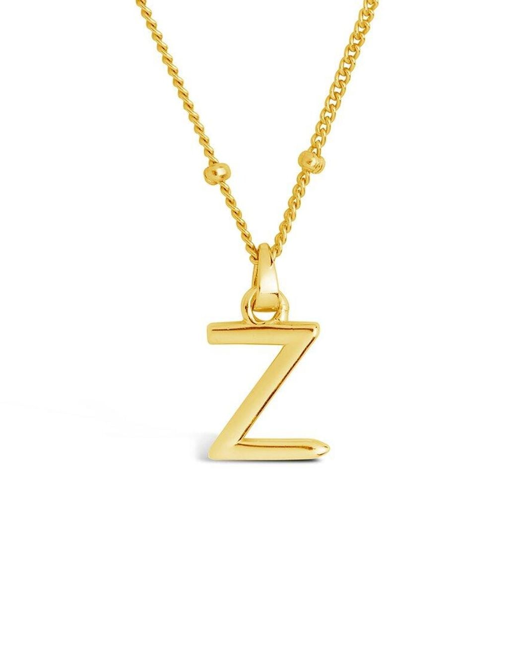 Sterling Forever Metallic 14k Over Silver Initial With Beaded Chain Necklace (a-z)