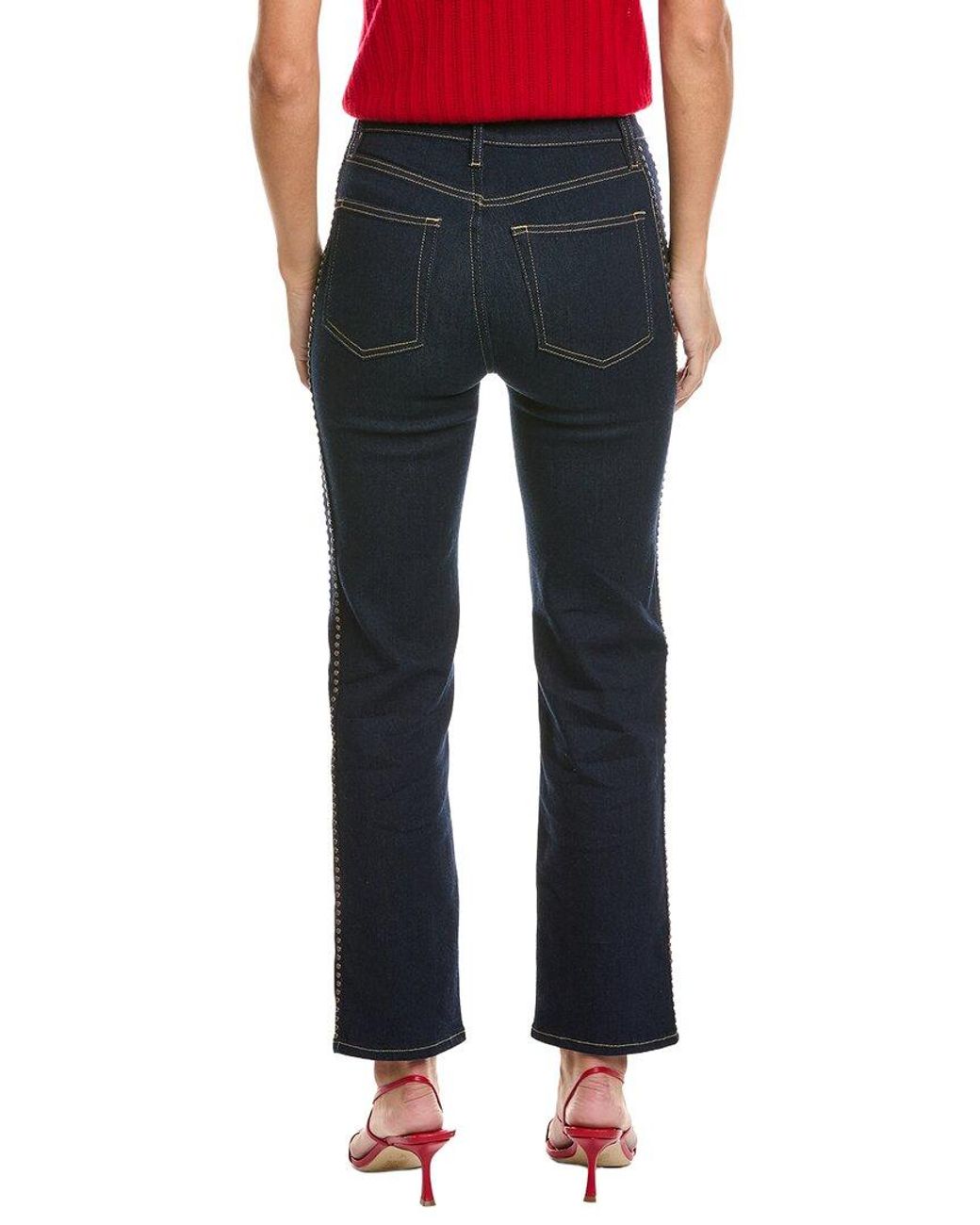 FRAME Blue Stargirl Le Sleek Straight Studded Jean