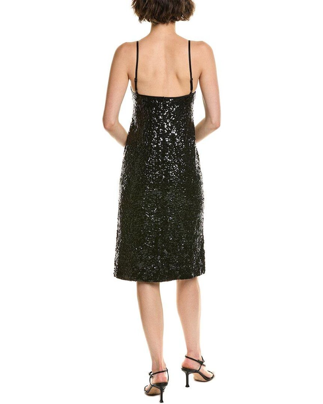 Michael Kors Black Sequin Silk Slip Dress