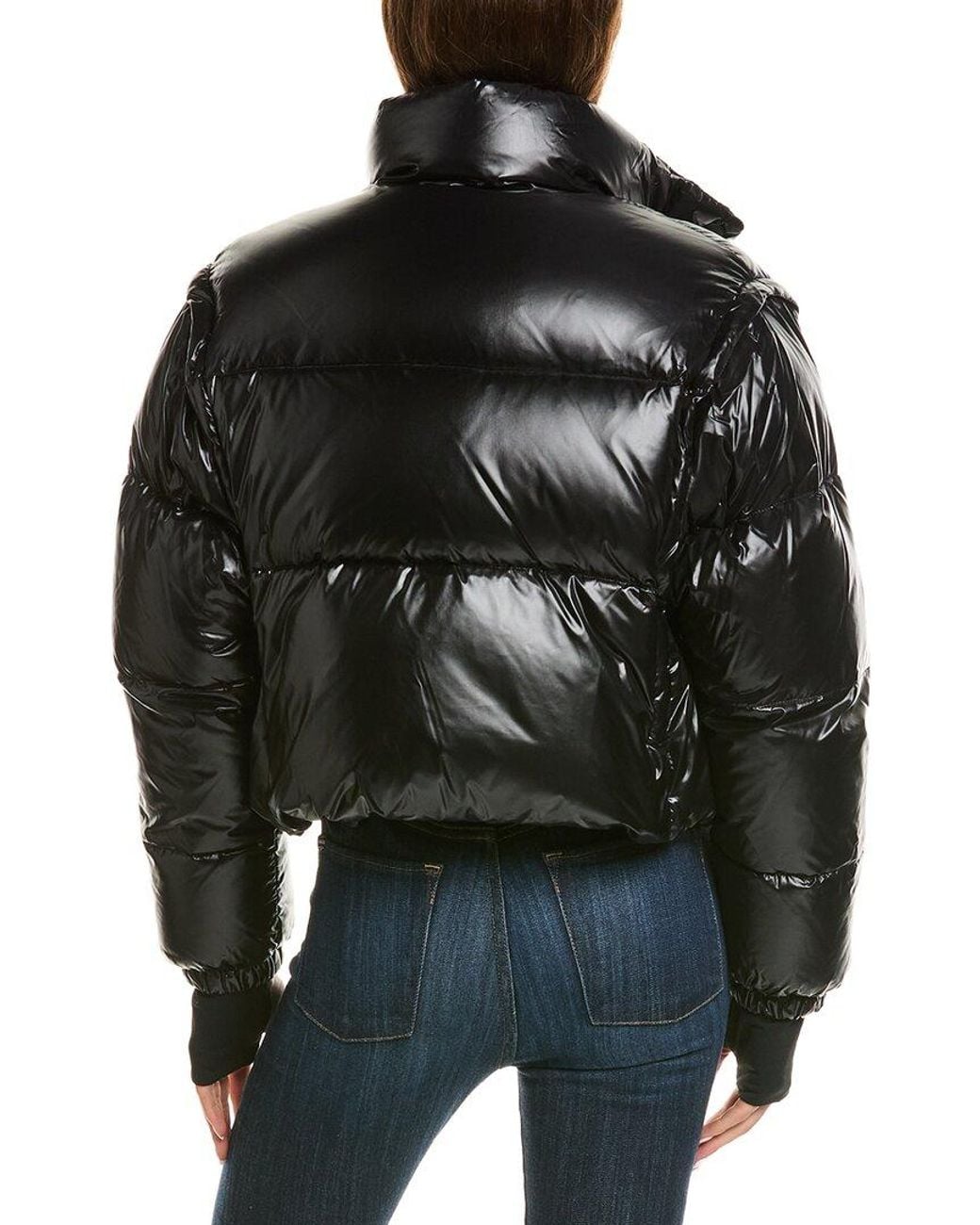 Sam. Black Zip-Off Sleeve Cropped Down Puffer Coat