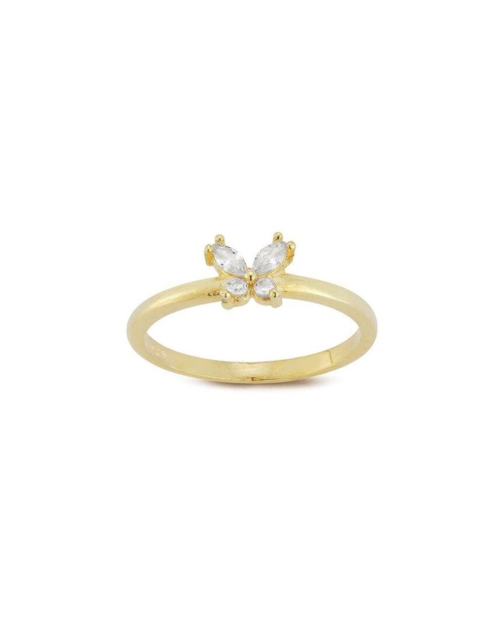 Glaze Jewelry Metallic 14k Over Silver Cz Butterfly Ring