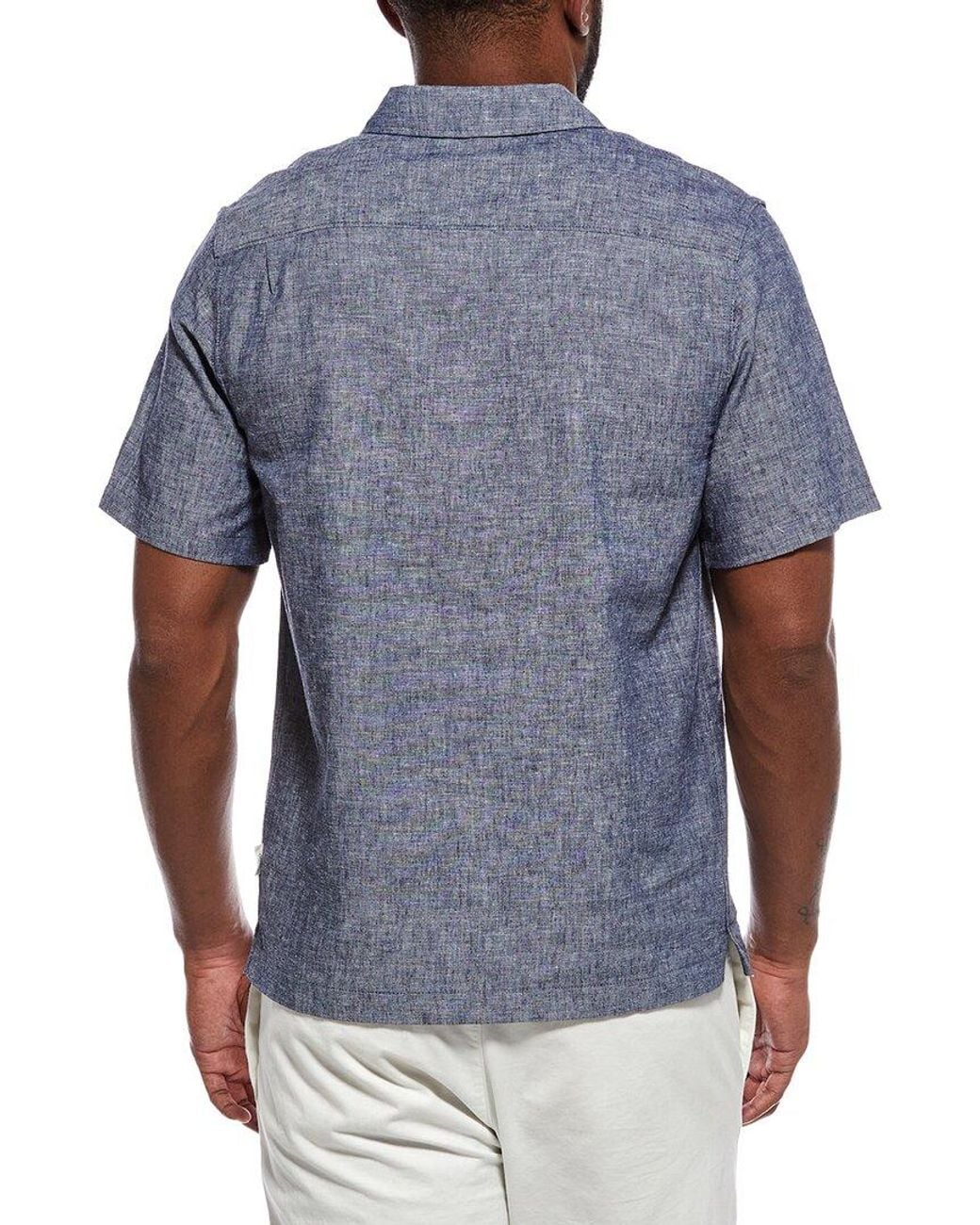 Onia Blue Josh Linen-Blend Shirt for men