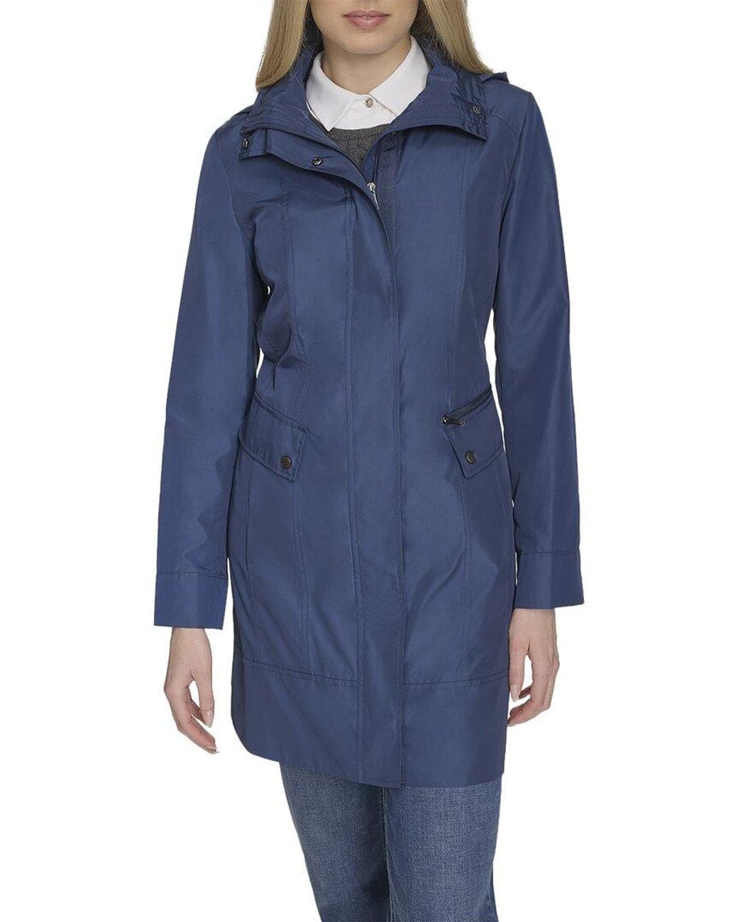 Cole Haan Blue Single Breasted Rain Jacket