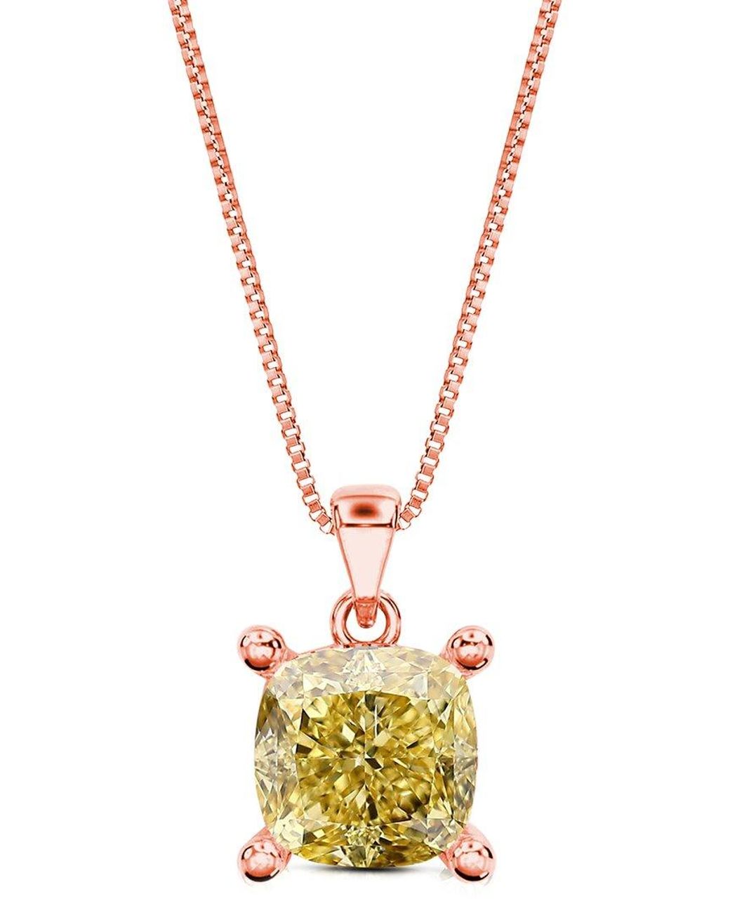 Amairah Metallic 14K Rose 2.00 Ct. Tw. Lab-Grown Diamond Solitaire Pendant Necklace