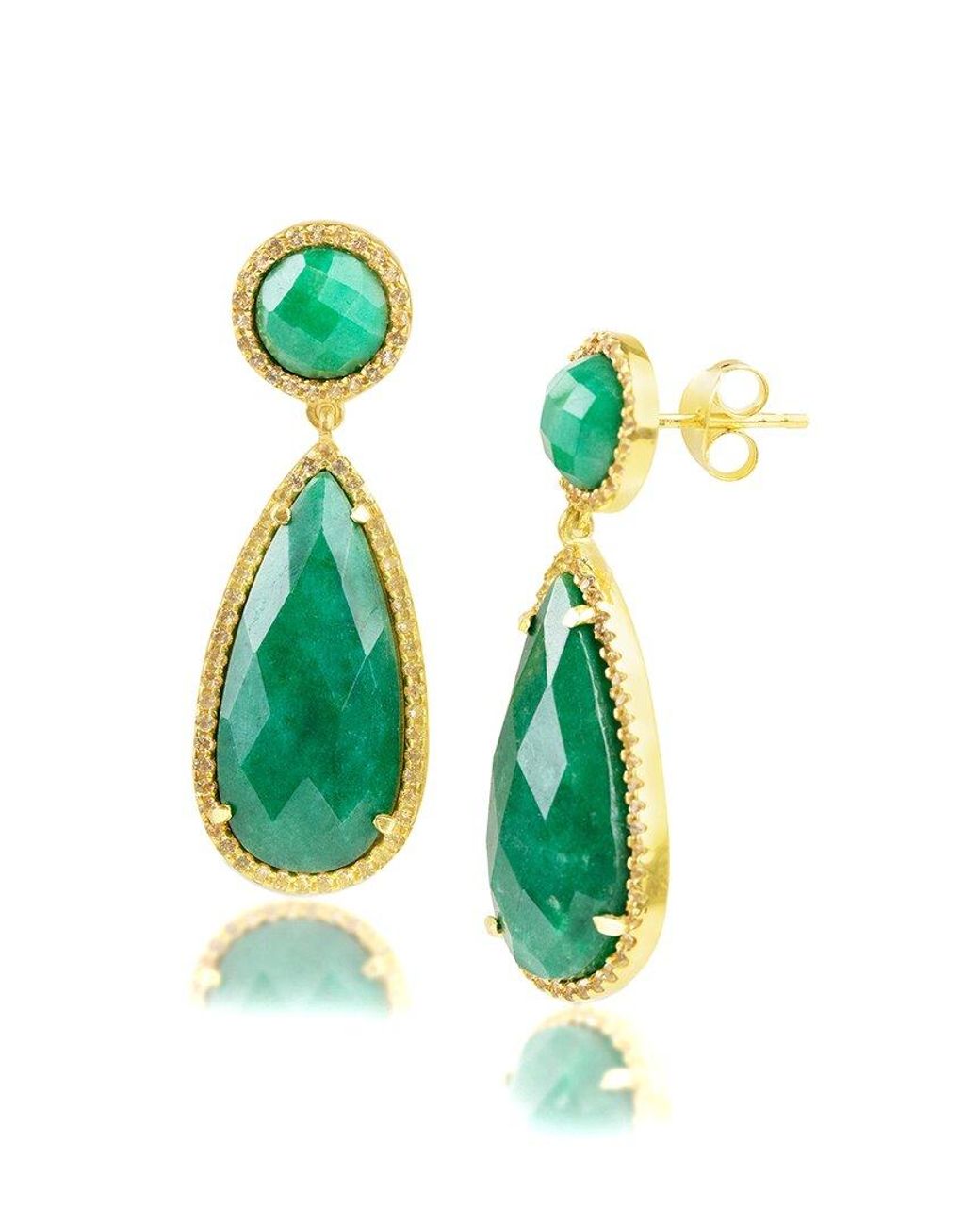 MaxColor Green 18K Over 2.20 Ct. Tw. Emerald Dangle Earrings