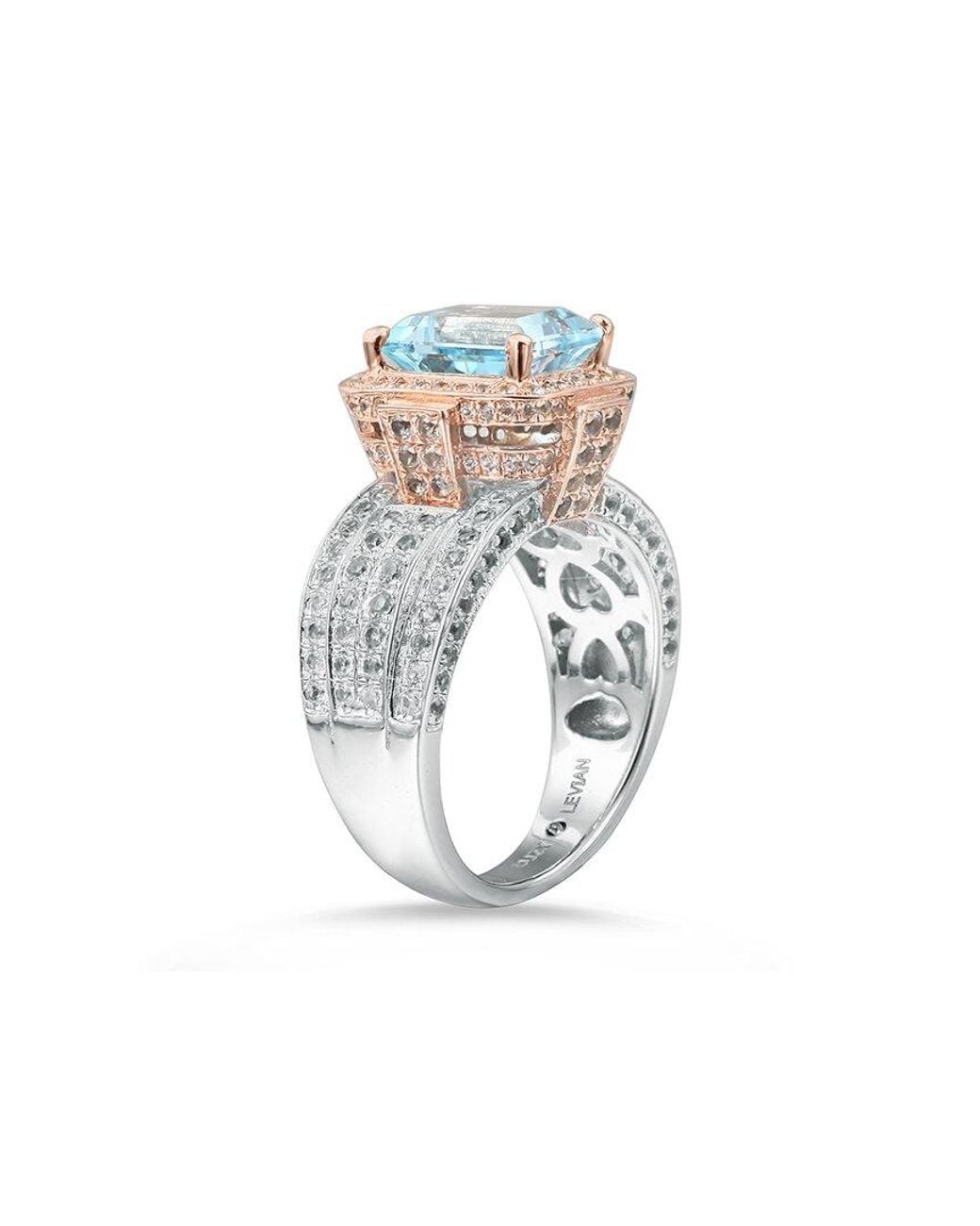 Suzy Levian White Two-Tone.83 Ct. Tw. Gemstone Statement Ring
